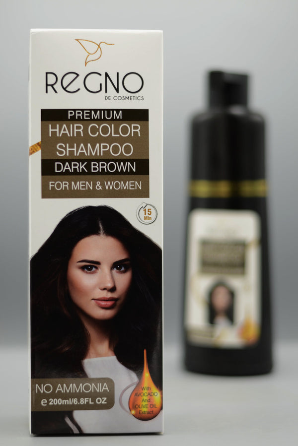 Regno de Cosmetics Premium Dark Brown Hair Color Shampoo 200ml.